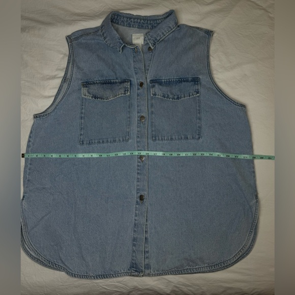 H&M Denim Oversized Vest Button Up | Jean Vest | Jacket | Sleeveless | Size XXL - Picture 7 of 7